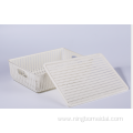 plastic stackable storage basket with handle and lid